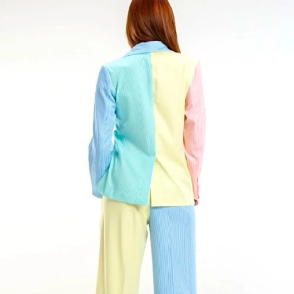 New Shinesty Millionaires Row Derby Color Block Blazer Size 10 Striped
